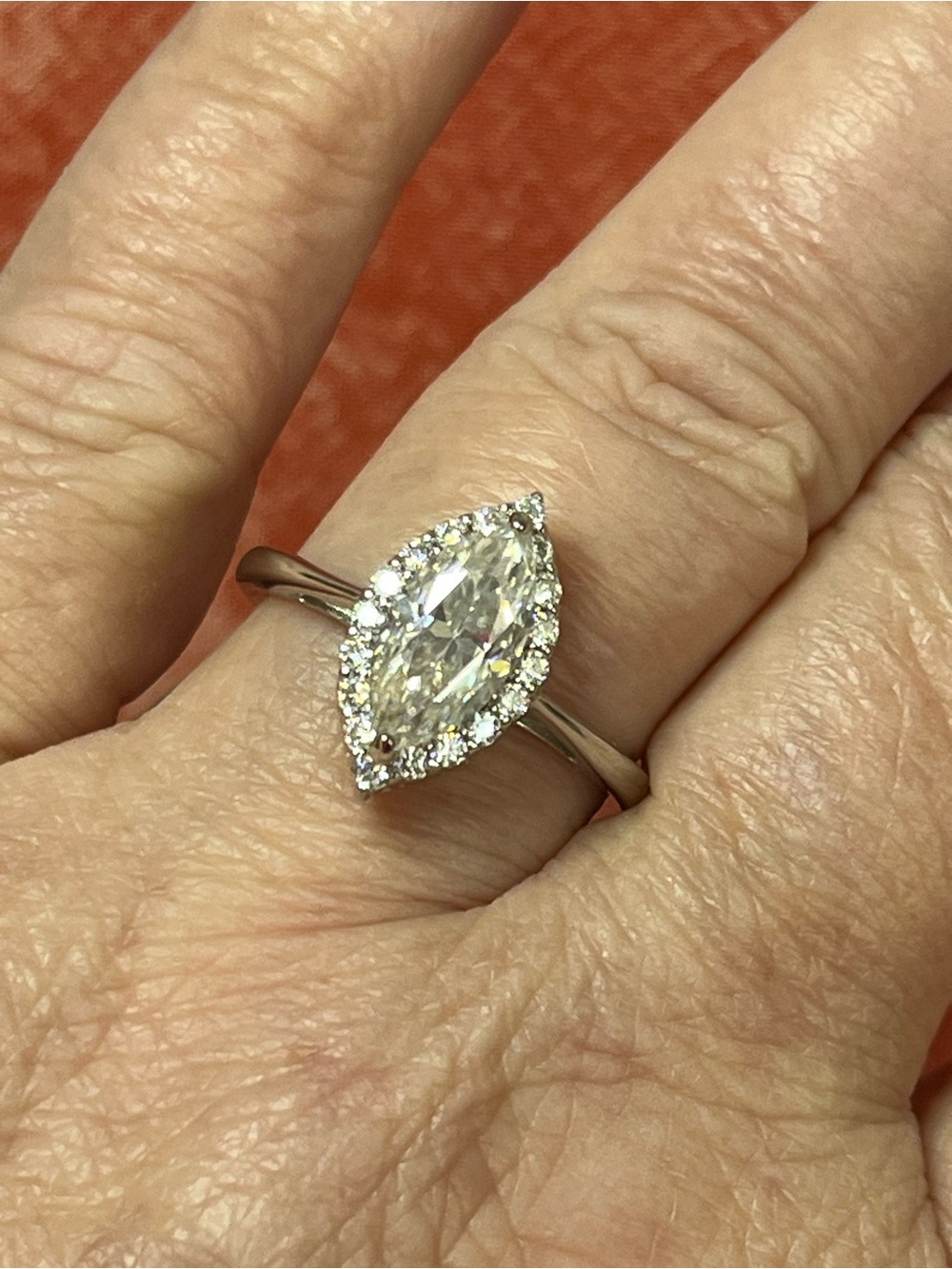 Marquise Moissanite 2.34 ctw w/Halo Ring; 925 Silver Sz 9;  Stunning & Feminine!